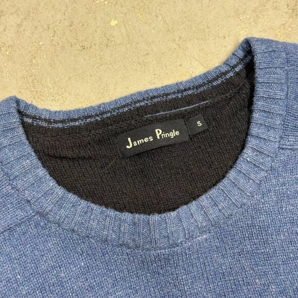 James Pringle Lambswool Cashmere Sweater Crewneck Knit Blue Small - Picture 4 of 8